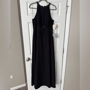 Aidan by Aidan Mattox Black Tie Front Halter Gown